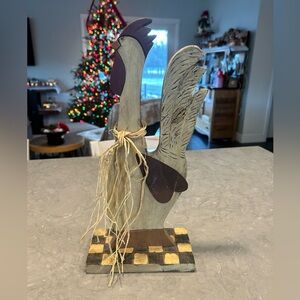 Vintage Folk Art Hand Carved Wood Rooster